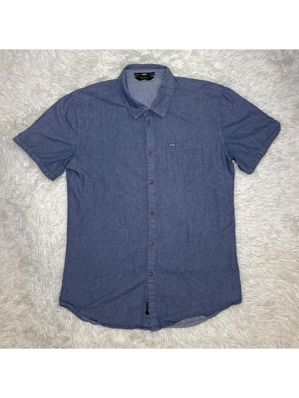 KR3W Denim Short Sleeve Button Up Shirt - Large Men’s Blue EUC